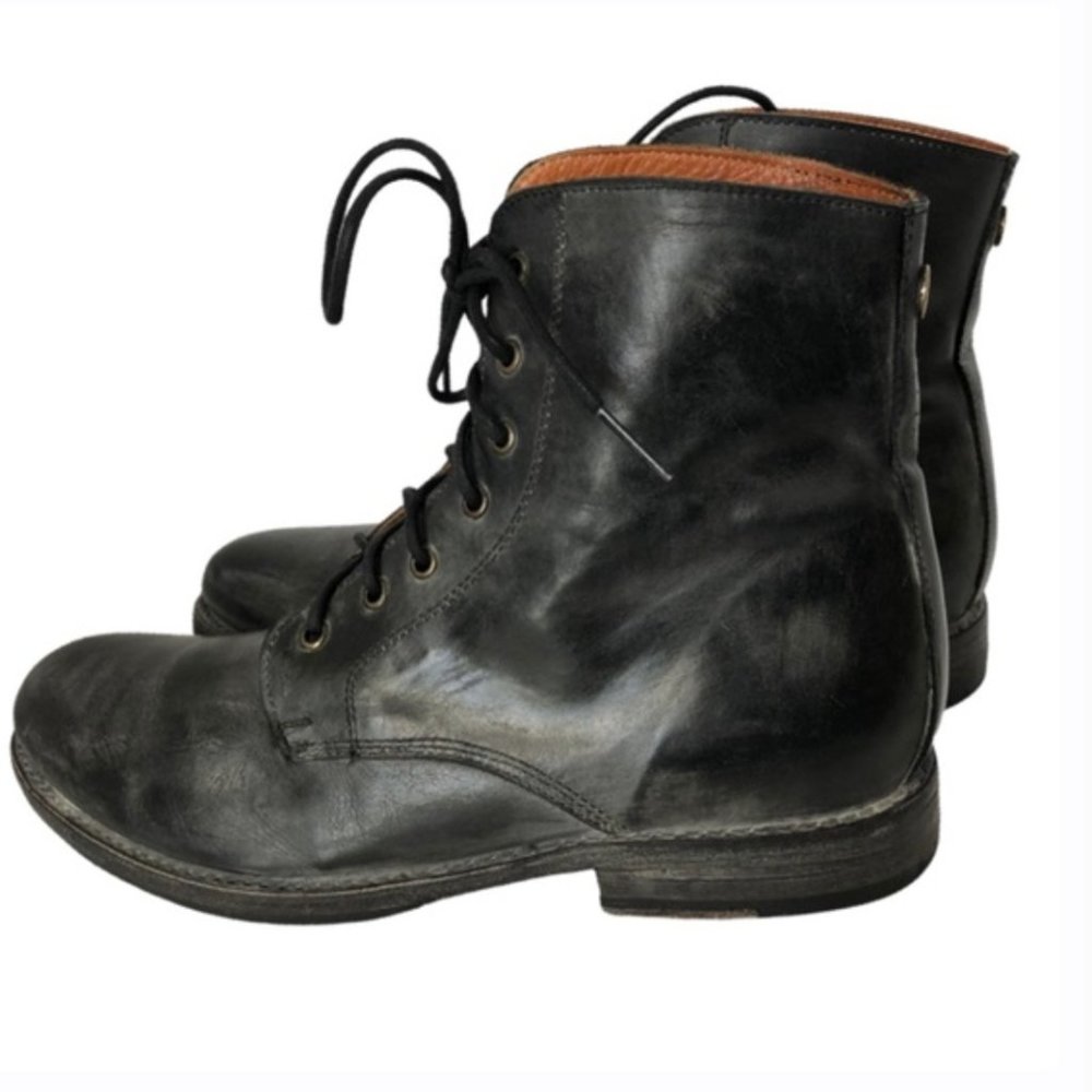 Bed Stu Black Leather Distressed Lace Up Ankle Boots Men's Size 10
